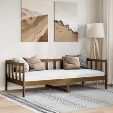 WALPLUS Honey Brown Day Bed 90x200cm Solid Pine Wooden Guest Bedstead