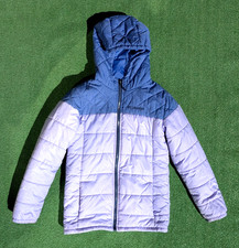 Columbia Girls Medium 10/12 Lavender/Grey Puffer Full-Zip hooded Jacket Coat GUC