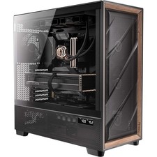 Antec Flux PRO Full Tower PC Case, Tempered Glass Wood, Black, 6 Installed Fans