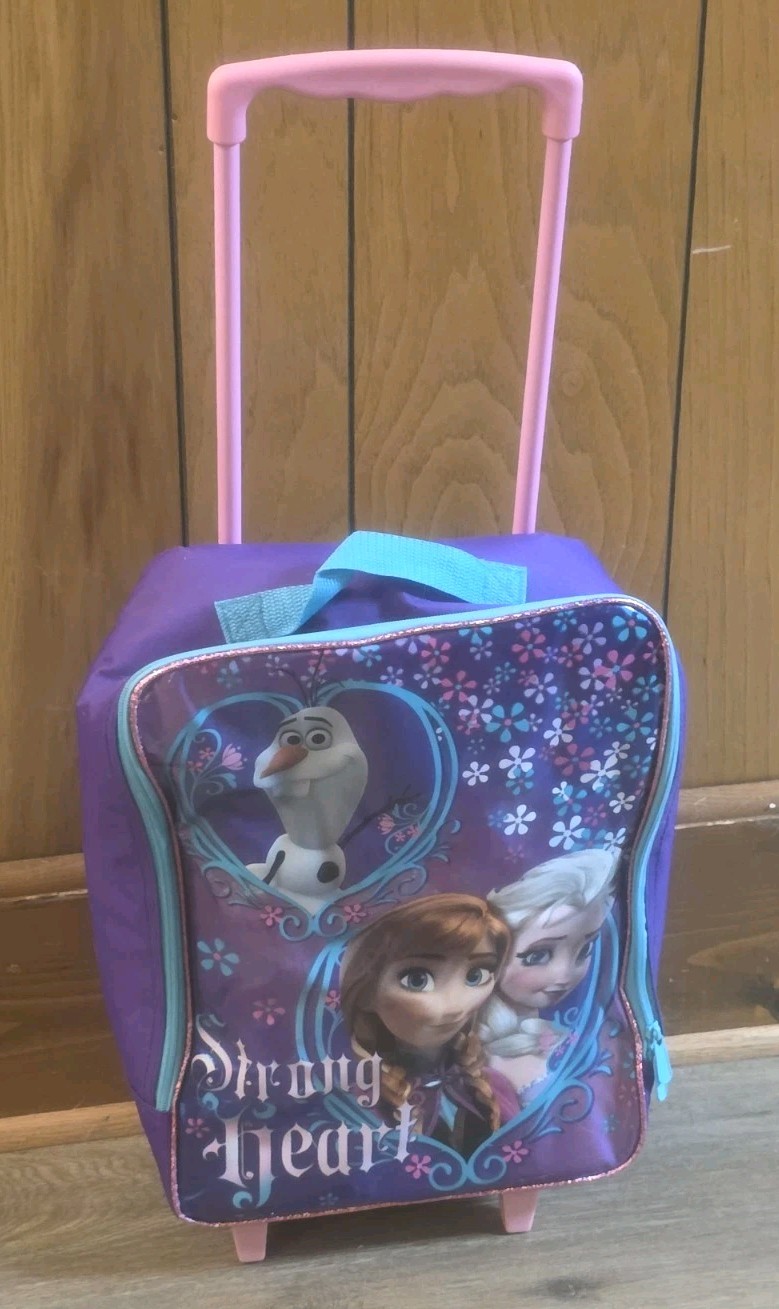 Disney Frozen Girl's 18" Wheeled Pilot Case Rolling Luggage Strong Heart Purple