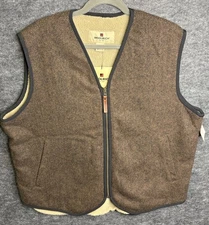 Vintage NWT Woolrich Vest Mens Large Brown Buckskin Wool Zip Outdoor