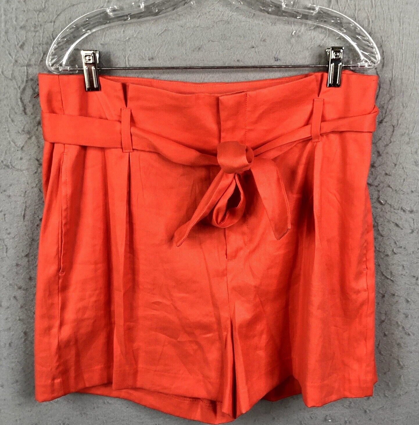 Banana Republic Shorts Womens 14 Orange Pleated Linen Blend Resort Cruise Beach