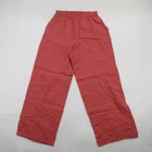Flax Women Linen Wide Leg Pants Size S Red Plaid Elastic Waist Casual New