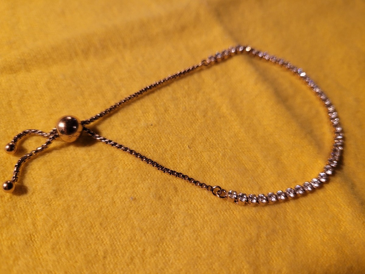 Pandora Rose Gold Plated Sparkling Slider Tennis Bracelet | eBay