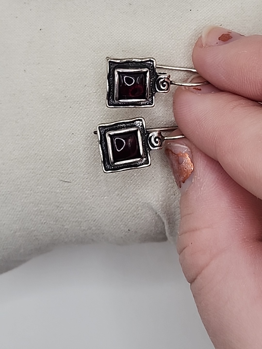 Silpada Sterling Silver Garnet Square Earrings - image 4