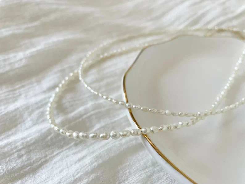 AA+ Grade Rare Pearl Bead Choker Minimalist Luxury Dainty Women Necklace Gift - Image 3 of 4