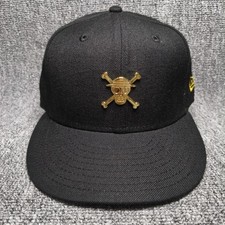 New Era 59FIFTY One Piece Straw Hat Pirates Gold Logo Fitted Hat Size 7 1/8