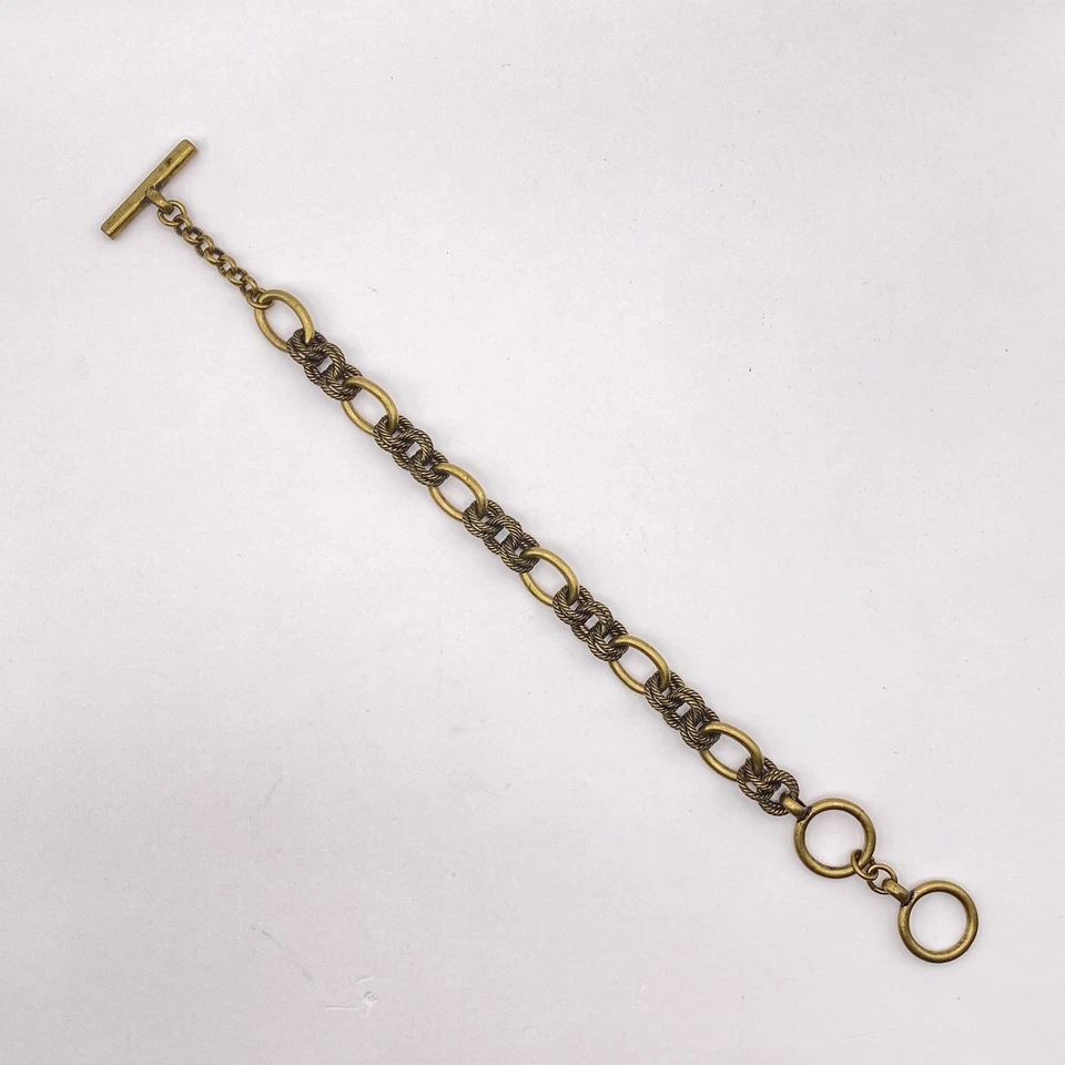 CHLOE + ISABEL Antiguo Brazalete de Cadena Tono Dorado Cierre de Palanca Dijes Audaz Grueso Foto 4 de 4