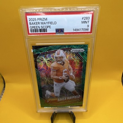 Panini Prizm 2025 Baker Mayfield Buccaneers Green Scope Prizm #283 /75 PSA 9