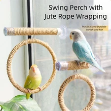 Suction Cup Bird Window & Shower Perch Toy For Parrot Macaw Cockatoo Stand Toys