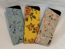 Floral Eyeglasses Case Soft Slip Cover Faux Leather Sunglasses Holder Lot of 3