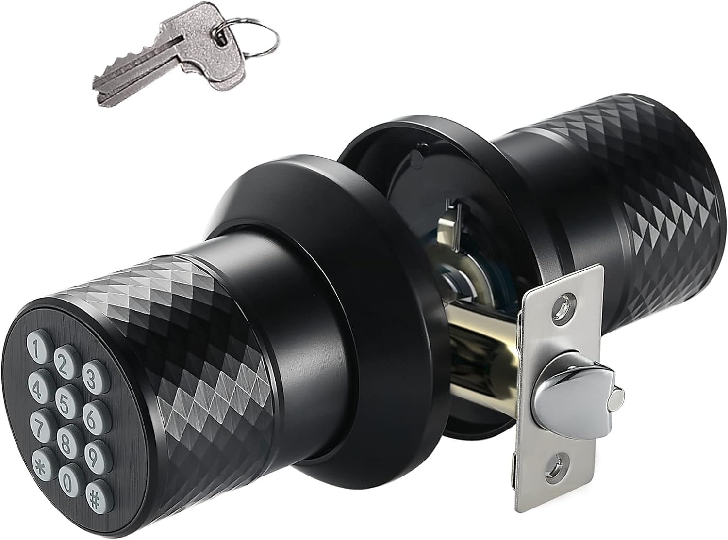 Smart Keyless Entry Door Knob Lock with Anti-Slip Handle & Auto-Lock