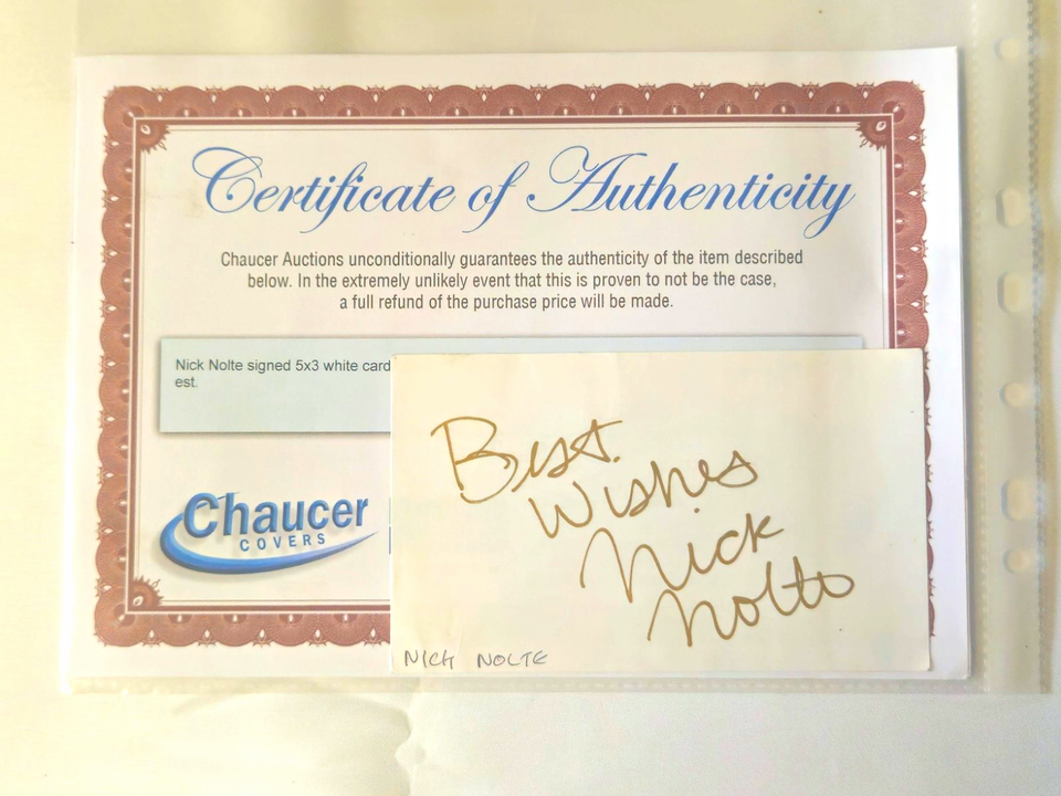 Nick Nolte Signed 5 x 3 Card Best Wishes Autograph Chaucer COA | eBay UK