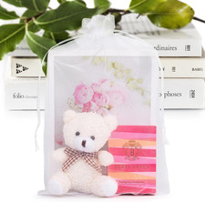 50 Pcs Large Organza Bags 8x12, White Small Mesh Gift Bag Drawstring