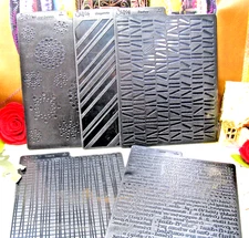 5 Sizzix Texture & Embossing Dies, 10 Designs, Words, Textures, Dots, GRAB BAG