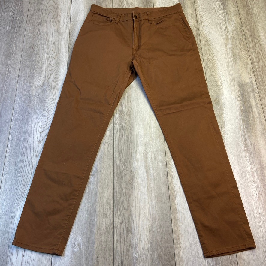 Uniqlo Ultra Stretch Skinny Fit Jeans Mens Large Brown Stretch Drawstring 34x32