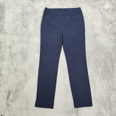 Chico's Pants Womens 1.5T/10T TALL Blue Ponte Slim Ankle Pull On Stretch Office