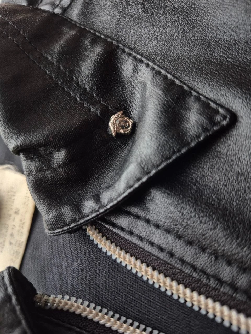 Vintage VERSACE JEANS COUTURE Black Polyurethane leather Shirt Jacket Medusa image 9