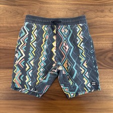Billabong Youth M Board Short Swim Trunks Drawstring Waist Blue Stripe