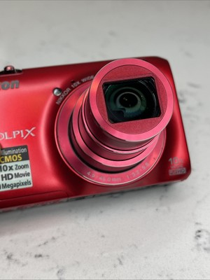 Nikon Coolpix S6300 RED 16MP 10X Digital Camera Bundle Fully