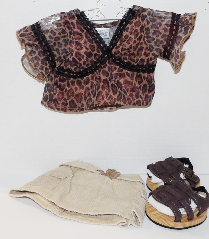 Build A Bear Clothes BROWN TOP SKIRT SANDALS Outfit #237