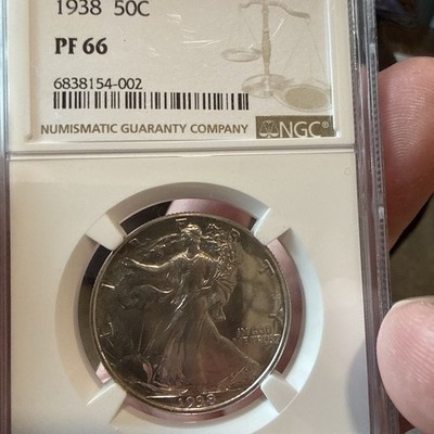 明治39年賀状アメリカ2セントワシントン切手付き 1938 Walking Liberty Half Dollar PROOF, NGC PR 66 ** Better Date