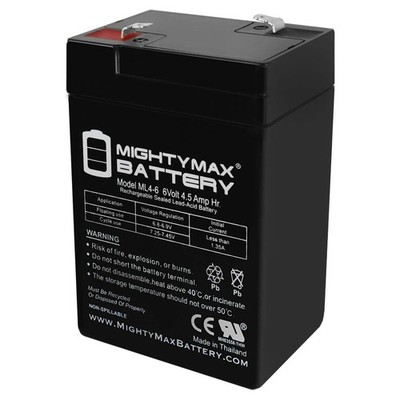 Mighty Max ML4-6 - 6 Volt 4.5 AH, F1 Terminal, Rechargeable SLA AGM Battery