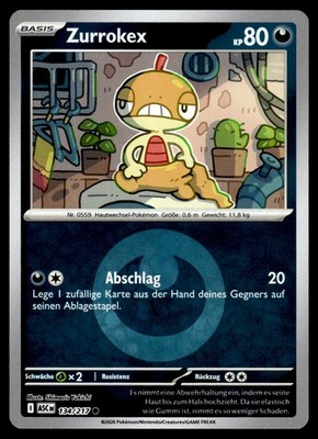 Zurrokex 134/217 Holo ME: Ascended Heroes Reverse Holo NM Pokemon Karte Deutsch