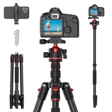74" Tripod for DSLR/Monopod,360 Ball Head,Quick Release Plate,Holder,Aluminum...