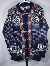 Vintage Dale Of Norway Cardigan Sweater Fair Isle Nordic 100 Wool Large 50
