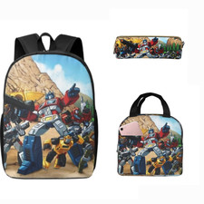 Transformers Juego de 3 PIEZAS Mochila Escolar Grande Refrigerador Bolsa de Almuerzo Bolsa de Pluma Lote Regalo