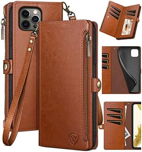 for iPhone 15 Pro 6.1" Wallet case with Zipper Credit Card Holder RFID Blocking, - Picture 1 of 6