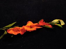 Vintage Millinery Flower Gladiola Red Orange Stem Hat Wedding  Hair Y147