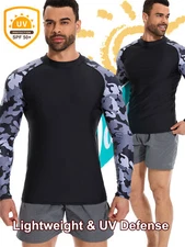 Men's UPF 50+ Sun Protection UV SPF Shirts Surf Fishing Quick Dry Long Sleeves