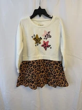 Tucker & Tate Girl's Brown & Cream Leopard Stars Long Sleeve Dress  Size 3 NEW
