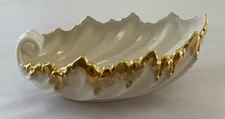 Veg  Lenox Bowl Acanthus Leaf Creamy Ivory 24K Gold Gilded Trim  Candy Dish USA