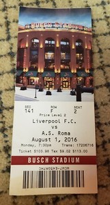 Liverpool Reds vs Giallorossi Roma Ticket Stub 8/1/2016 St. Louis Busch Stadium