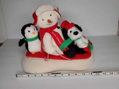 2007 Hallmark Xmas Jingle Pals Animated Singing Snowman Sleigh