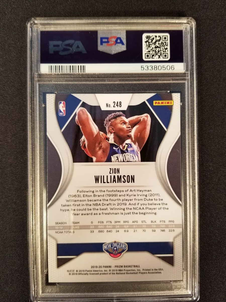 2019-29 ZION WILLIAMSON RC PANINI PRIZM PSA 9 PELICANS # 248