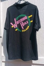 Vtg Watering Hole Saloon AZ Black Polo Shirt Neon JERZEES Brand USA Made Size XL