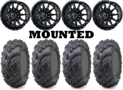 Kit 4 Maxxis Zilla Tires 27x10-14 on Frontline 762 Black Wheels 1KXP