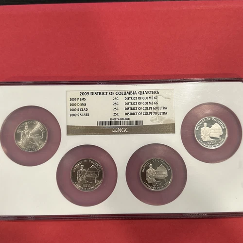 2009-S SILVER 4-COIN DC & TERRITORIAL QUARTER  NGC MS 67 & 68 PF69 & 70 U.C.