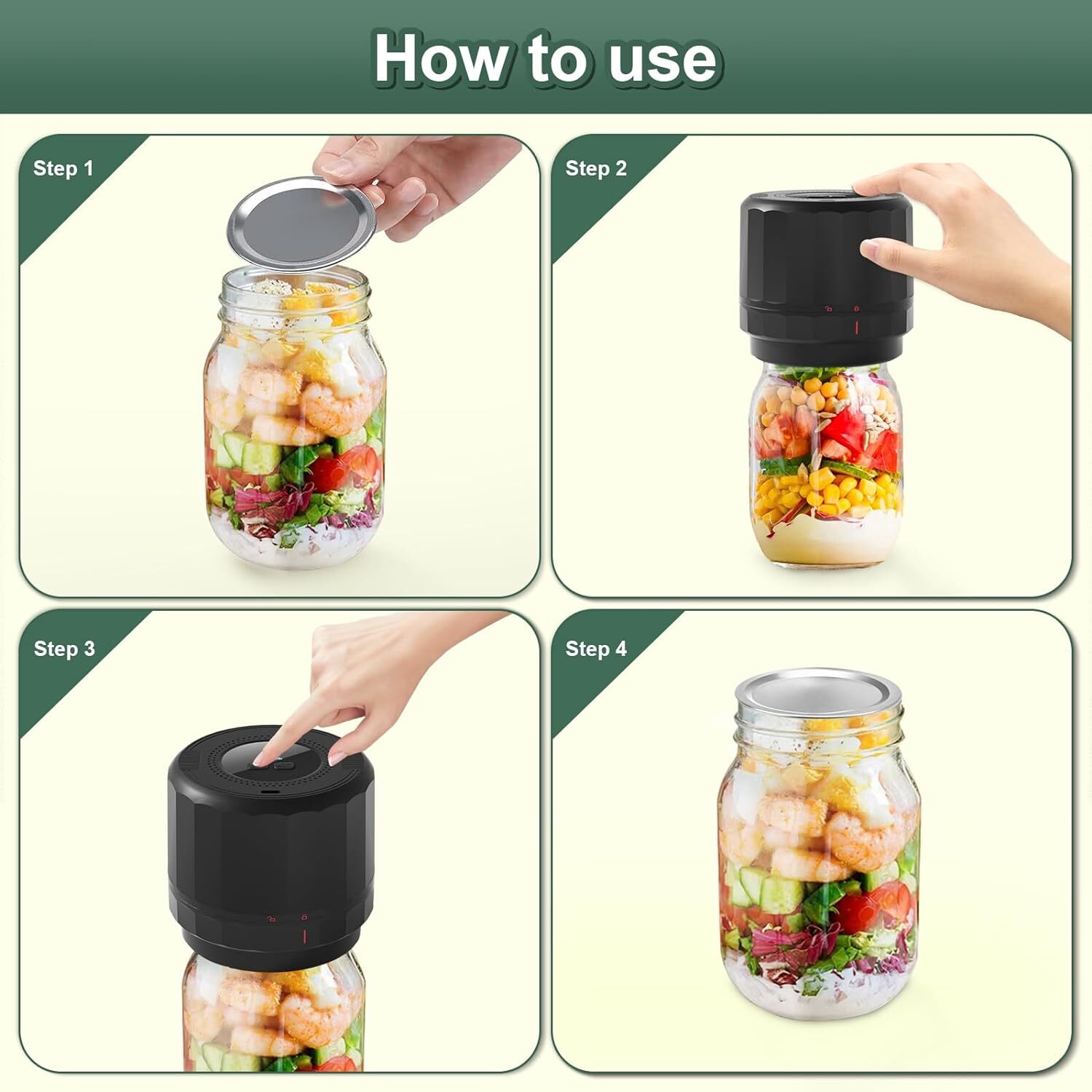 Electric Mason Jar Vacuum Sealer for Canning Jars Black eBay
