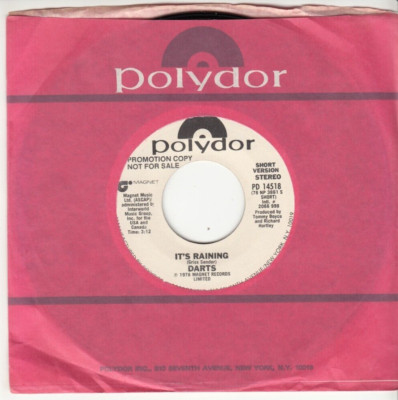 DARTS - IT'S RAINING - PROMO MINT POLYDOR RECORDS 45 - UNPLAYED NEW