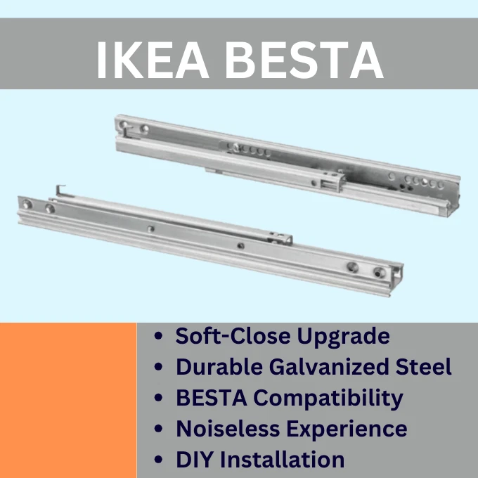 IKEA BESTA Drawer Runner Soft Closing Rails Kit 403.487.15 Pack of 2