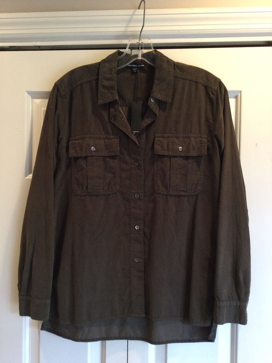 James Perse NWT Corduroy Button Shirt Size 0 Retail 195.00