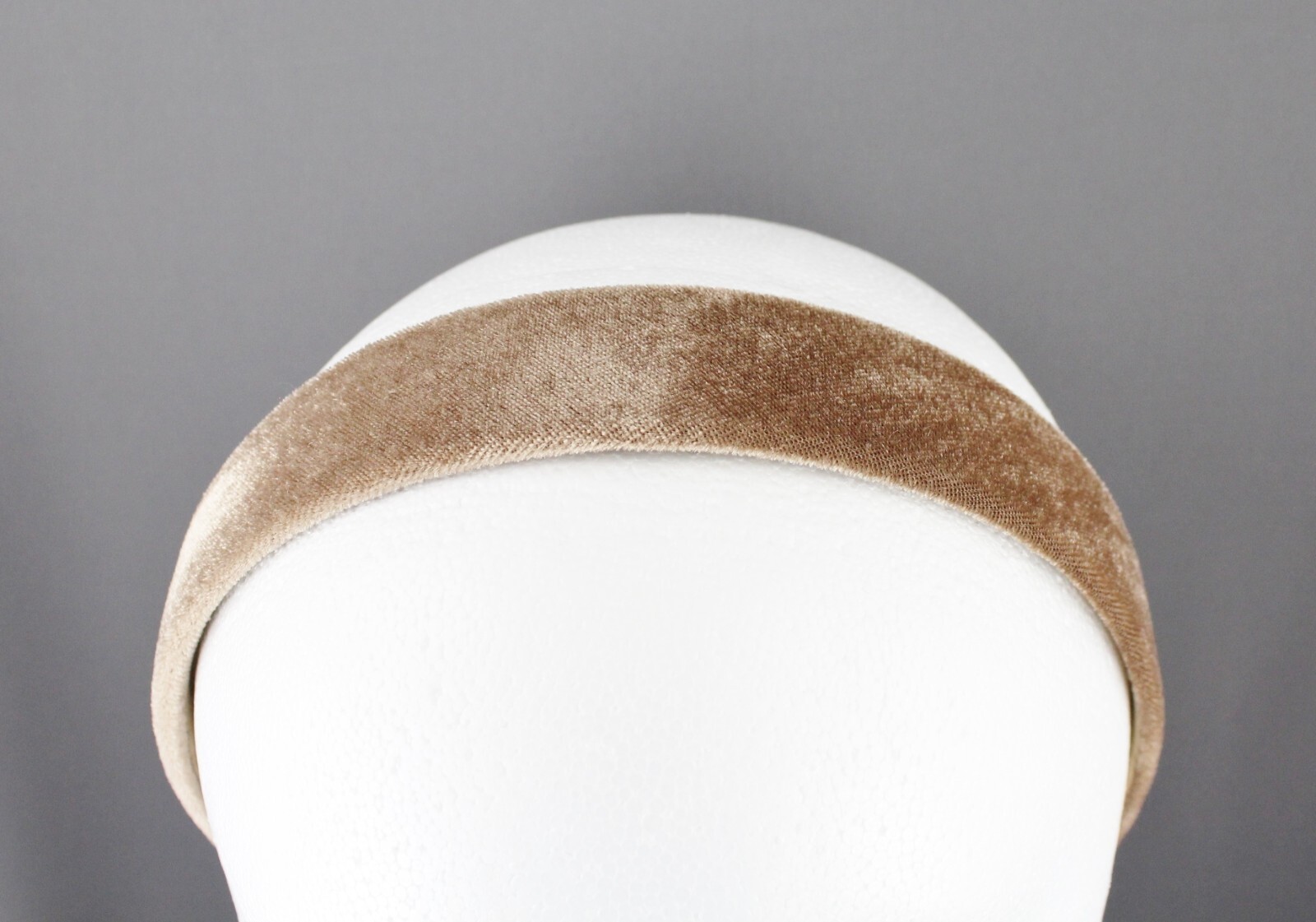 Brown Tan velvet headband soft velour hair accessory 1.25" wide plain classic