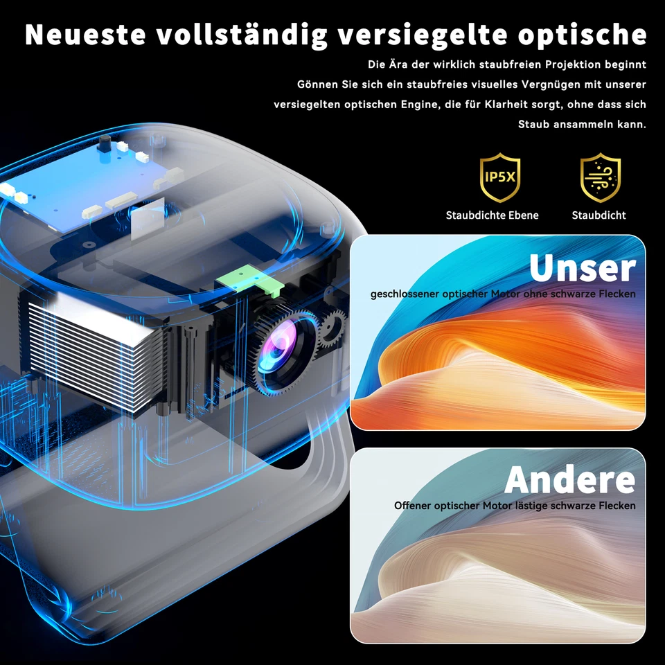 4K Projektor HD 15000LMS 1080P Beamer WiFi LCD Heimkino 230" HDMI USB Bluetooth - Bild 2 von 4