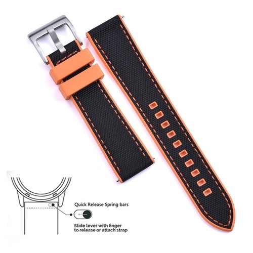 Hybrid Fkm Watch Strap Fluoro Rubber Canvas Nylon Watchbands Quick Release - Picture 13 of 76