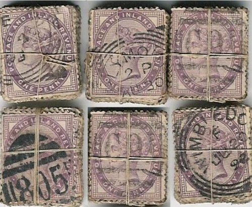 GB QV PENNY LILACS AA01 KILOWARE OFF PAPER...100 stamps